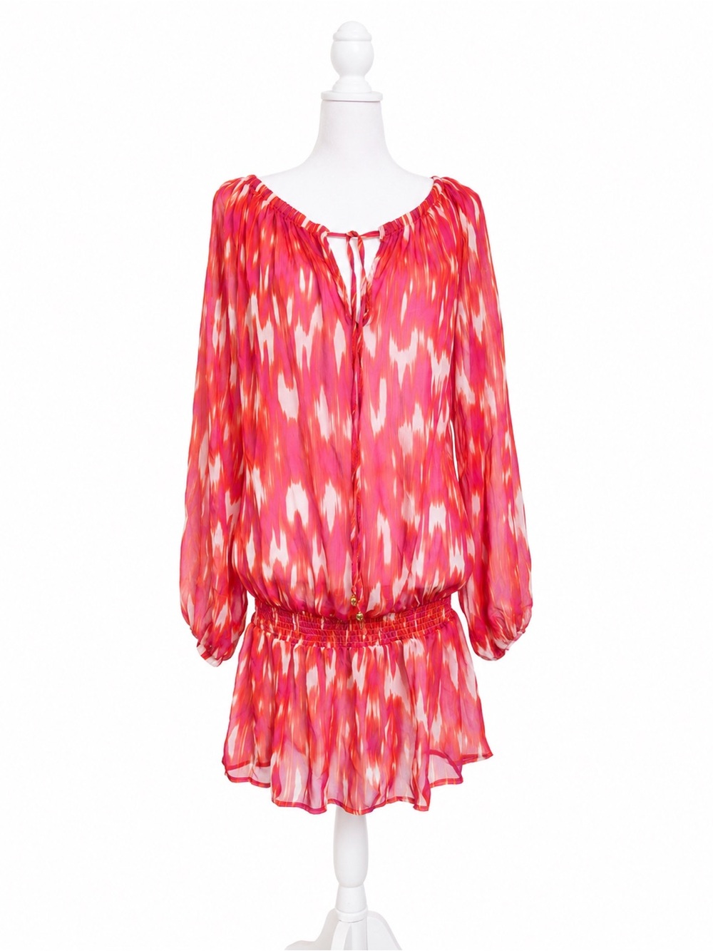 Jones New York Sheer Tropical Cover Up Dress XL Pink Floral Beach Resorts